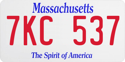 MA license plate 7KC537