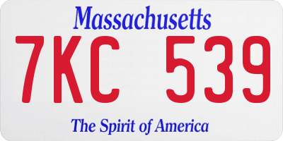 MA license plate 7KC539