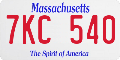 MA license plate 7KC540