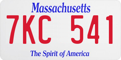 MA license plate 7KC541