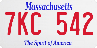 MA license plate 7KC542