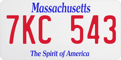 MA license plate 7KC543