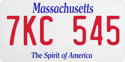 MA license plate 7KC545