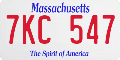 MA license plate 7KC547