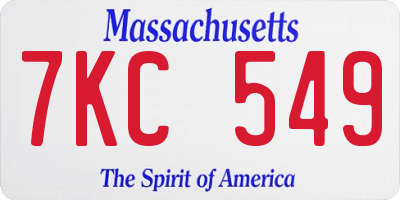 MA license plate 7KC549