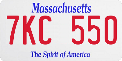 MA license plate 7KC550