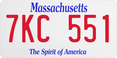 MA license plate 7KC551