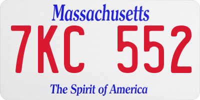 MA license plate 7KC552