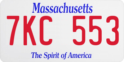 MA license plate 7KC553