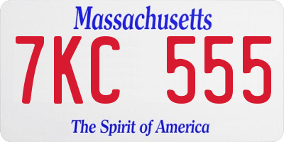 MA license plate 7KC555