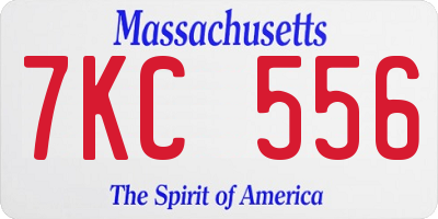MA license plate 7KC556