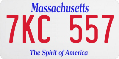 MA license plate 7KC557