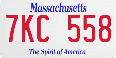 MA license plate 7KC558