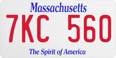 MA license plate 7KC560
