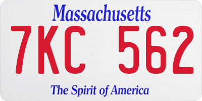 MA license plate 7KC562