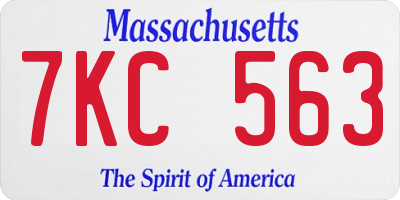 MA license plate 7KC563
