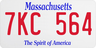 MA license plate 7KC564