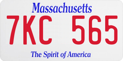 MA license plate 7KC565