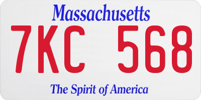 MA license plate 7KC568