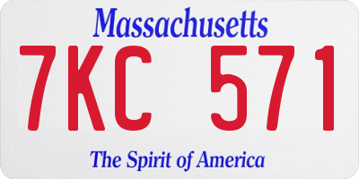 MA license plate 7KC571