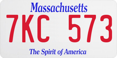 MA license plate 7KC573