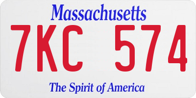 MA license plate 7KC574