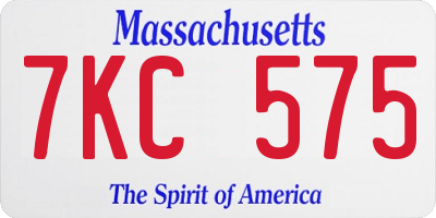 MA license plate 7KC575