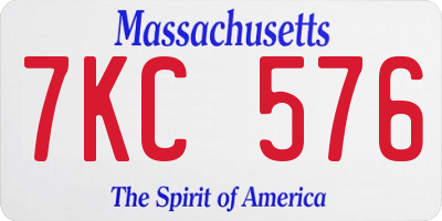 MA license plate 7KC576