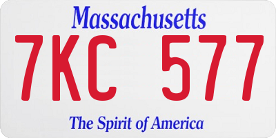 MA license plate 7KC577