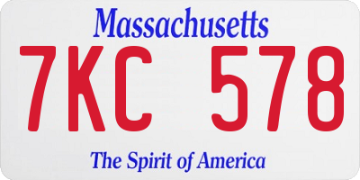 MA license plate 7KC578