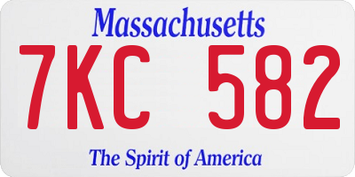 MA license plate 7KC582
