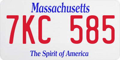MA license plate 7KC585