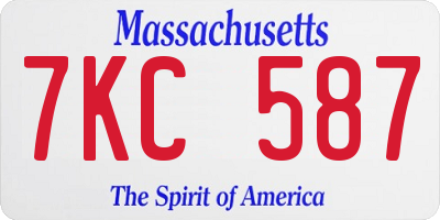 MA license plate 7KC587