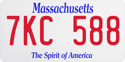 MA license plate 7KC588