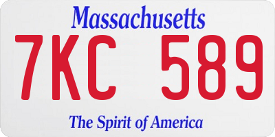 MA license plate 7KC589