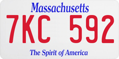 MA license plate 7KC592