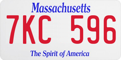 MA license plate 7KC596