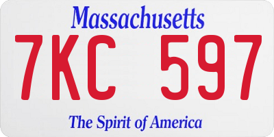 MA license plate 7KC597