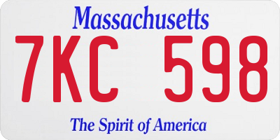 MA license plate 7KC598