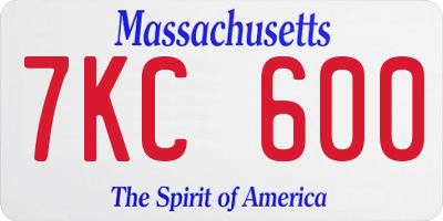 MA license plate 7KC600
