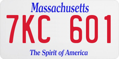 MA license plate 7KC601