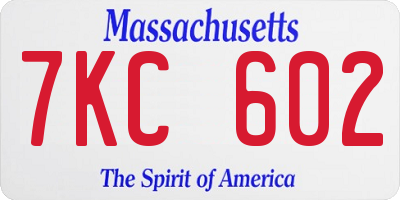 MA license plate 7KC602