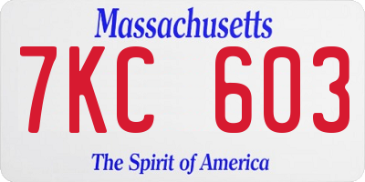MA license plate 7KC603