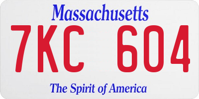 MA license plate 7KC604