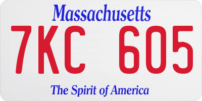 MA license plate 7KC605