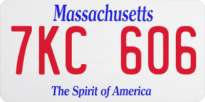 MA license plate 7KC606