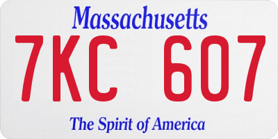 MA license plate 7KC607