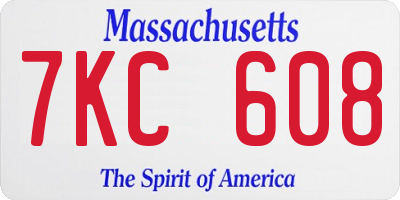 MA license plate 7KC608