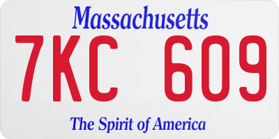 MA license plate 7KC609