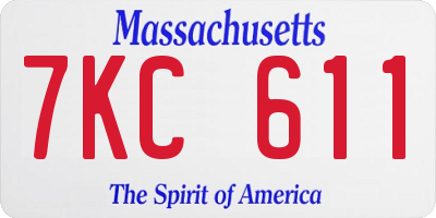 MA license plate 7KC611